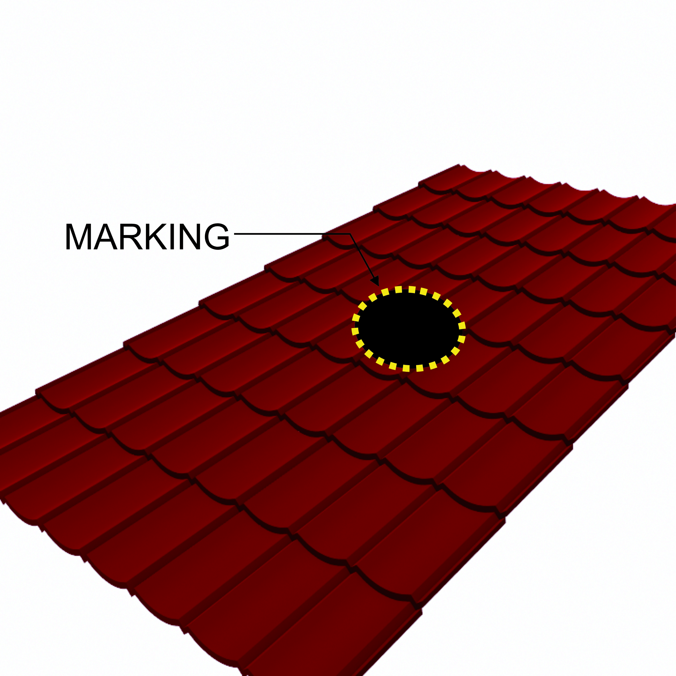 Tentukan titik pemasangan pada bagian tertinggi atap, dekat bubungan atau nok. Letakkan base flashing di atas atap, lalu jiplak lubang bagian dalam dengan diameter 30–36 cm. Setelah itu, potong atap mengikuti pola tersebut.