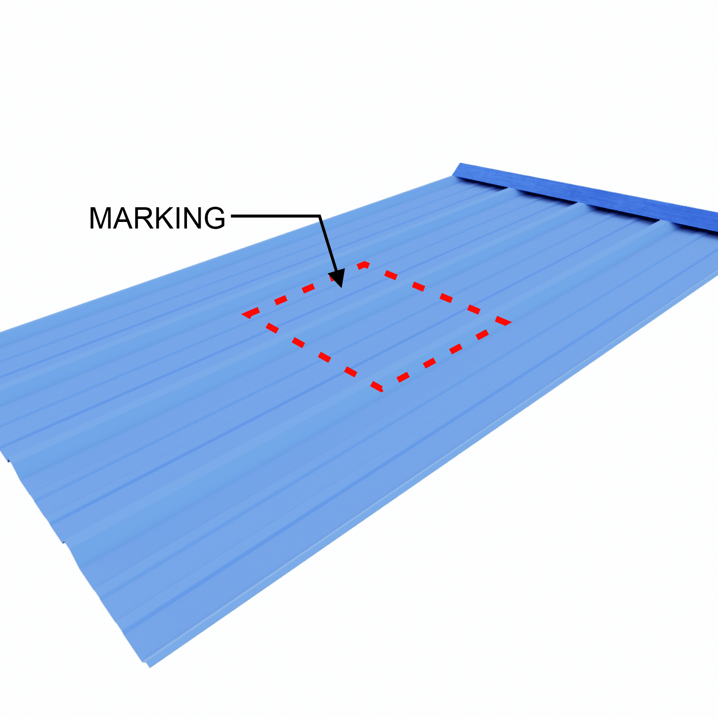 Tentukan posisi pemasangan dan lakukan penandaan. Buat pola lubang pada atap dengan ukuran minimal 50 cm × 65 cm hingga 50 cm × 70 cm menggunakan spidol.