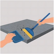 Pastikan seluruh permukaan dak beton bersih dari debu, kerikil, minyak dan air.  Beton Pastikan seluruh permukaan dak beton kering dan bersih dari kerikil, minyak  dan air. Jika ada retak rambut, tutup dulu dengan semen instan atau sealant. 