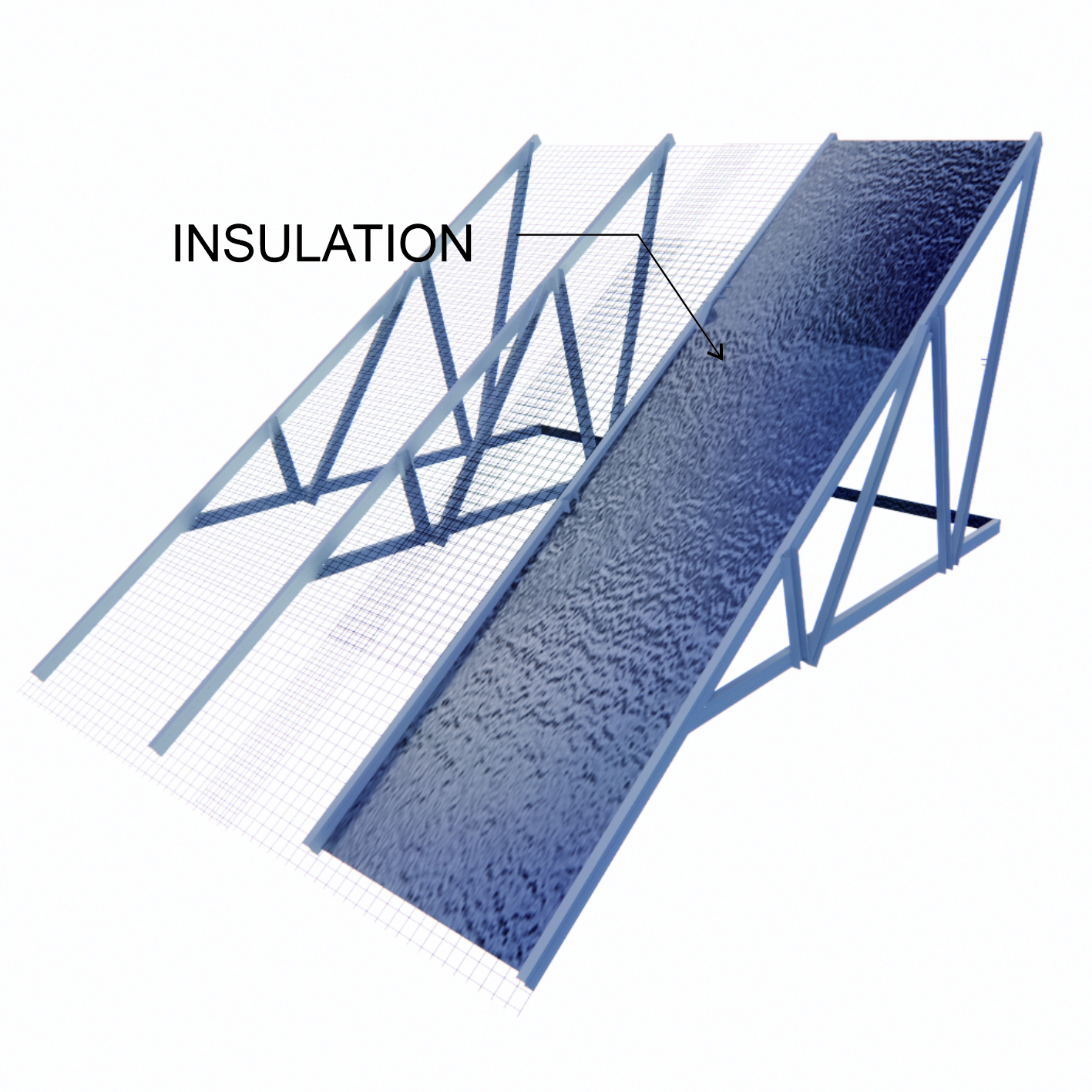 Bentangkan lapisan aluminium foil di atas roof mesh. Pastikan setiap sambungan saling tumpang tindih (overlap) sekitar 10 cm, kemudian rekatkan menggunakan aluminium tape agar tidak terdapat celah udara atau uap air.