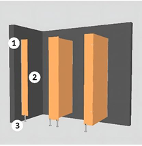 Pemasangan Panel Pilaster pada Aluminium U Channel dengan fisher lalu kunci menggunakan screw. Pemasangan Pedestal Panel Pilaster yang sesuaikan posisi dan ketinggiannya, kemudian matikan dengan meng- gunakan fisher dan screw ke bagian lantai. 